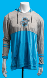 Long Sleeve Hoodie Tee Cyan/Grey