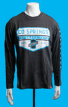 Long Sleeve Tee Dark Grey/Cyan Stripes