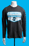 Long Sleeve Tee Dark Grey/Cyan Stripes